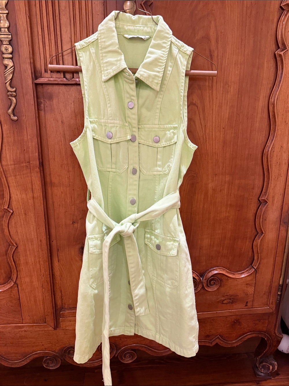 Amanda Uprichard Sleeveless Shirt Dress in Light Lime